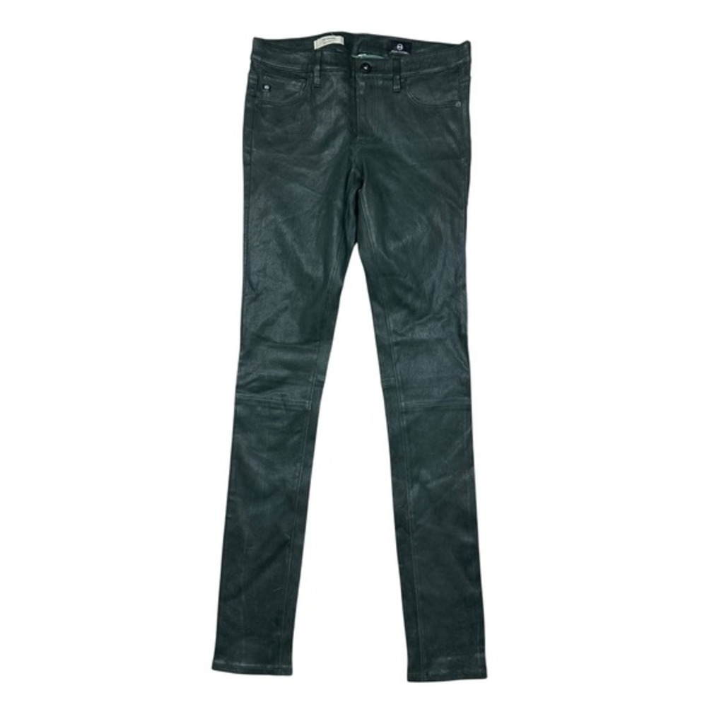 NWOT AG Adriano Goldschmied Legging Super Skinny Coated Jeans Dark Green Size 27